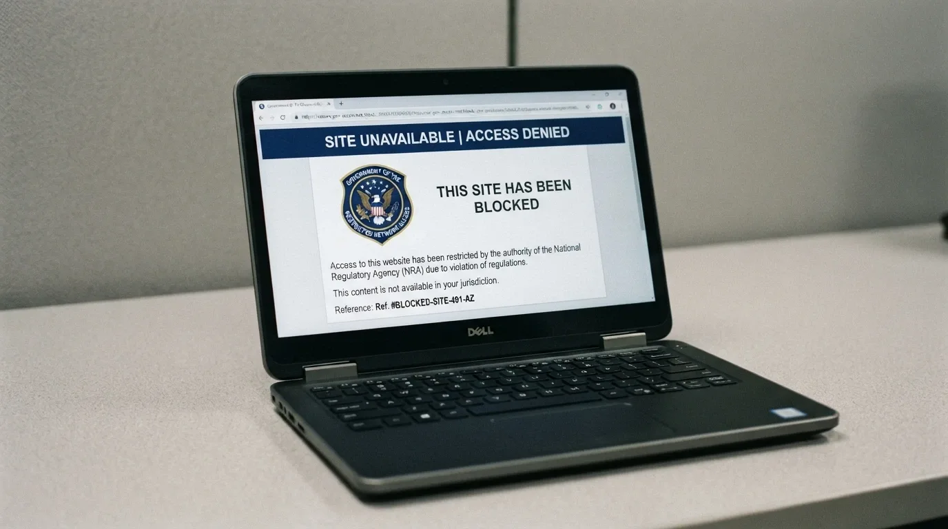 a browser window showing an ACMA blocking notice or a site-unavailable screen with Australian government branding
