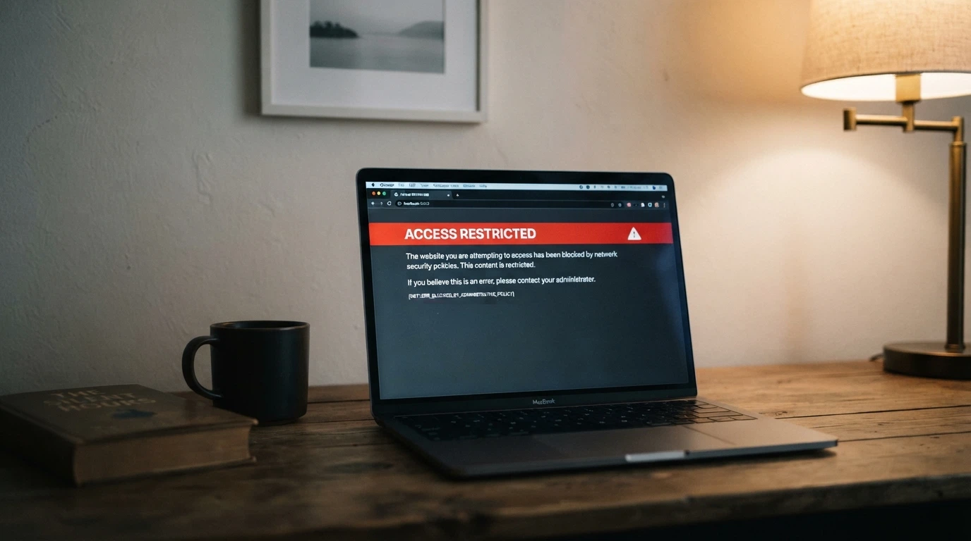 A browser window displaying an ACMA website-blocking notice, the kind an Australian ISP serves when a gambling site has been blocked under the IGA