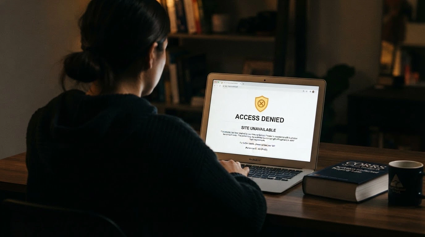 An official-looking document or screen referencing the Interactive Gambling Act 2001, with the ACMA logo visible