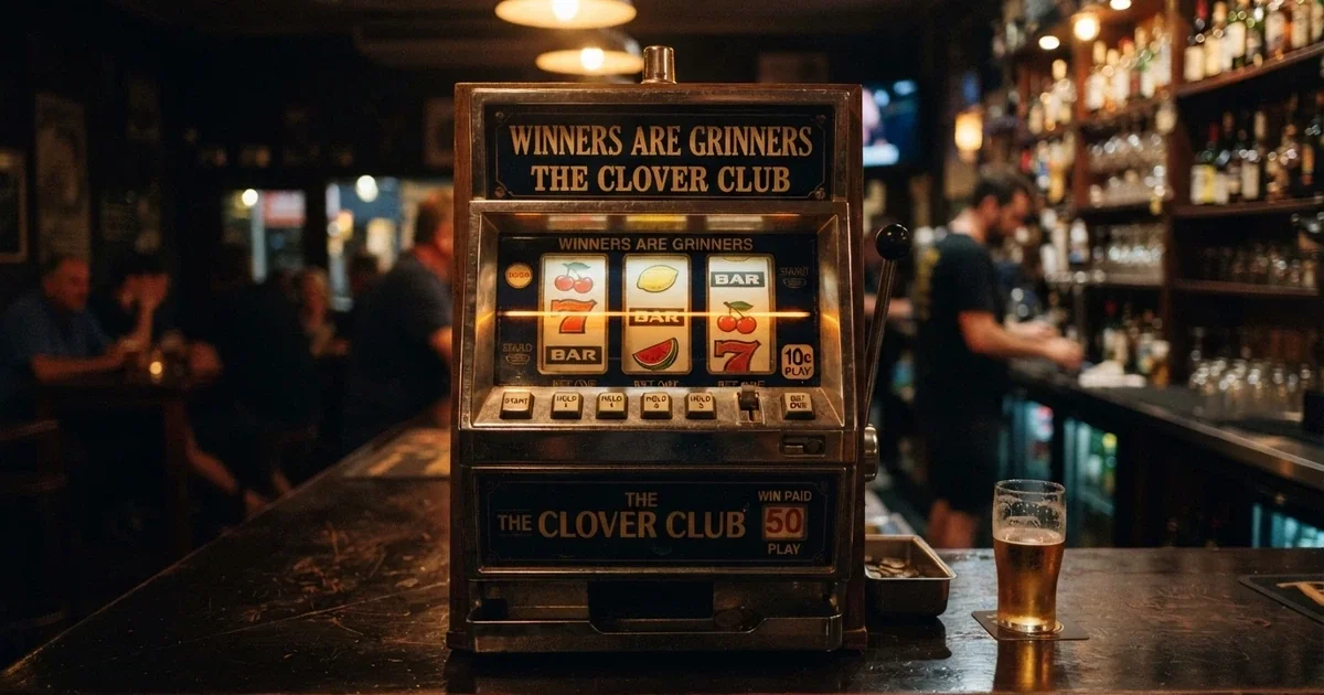 a classic three-reel slot machine display with fruit symbols, bars and a single payline lit across the centre row