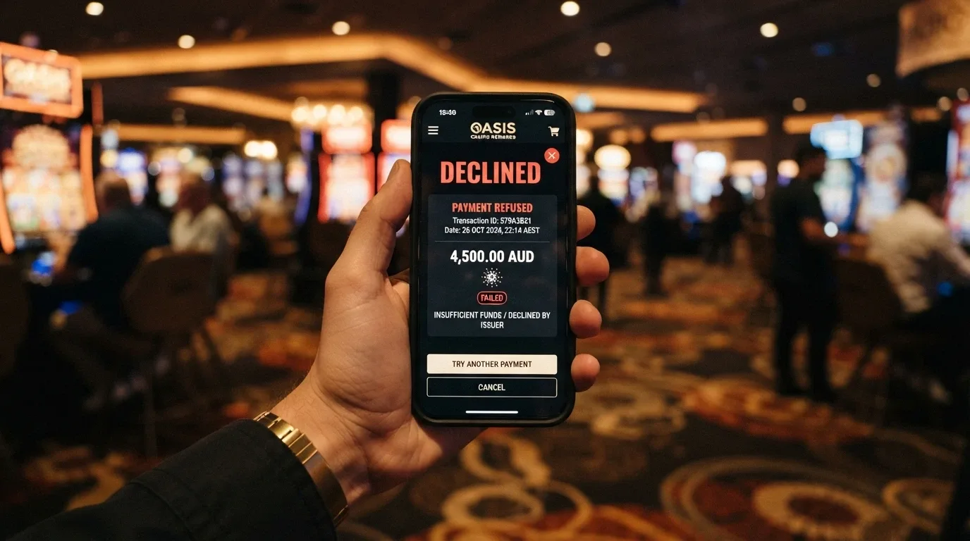 a crypto wallet payment being declined at a casino checkout