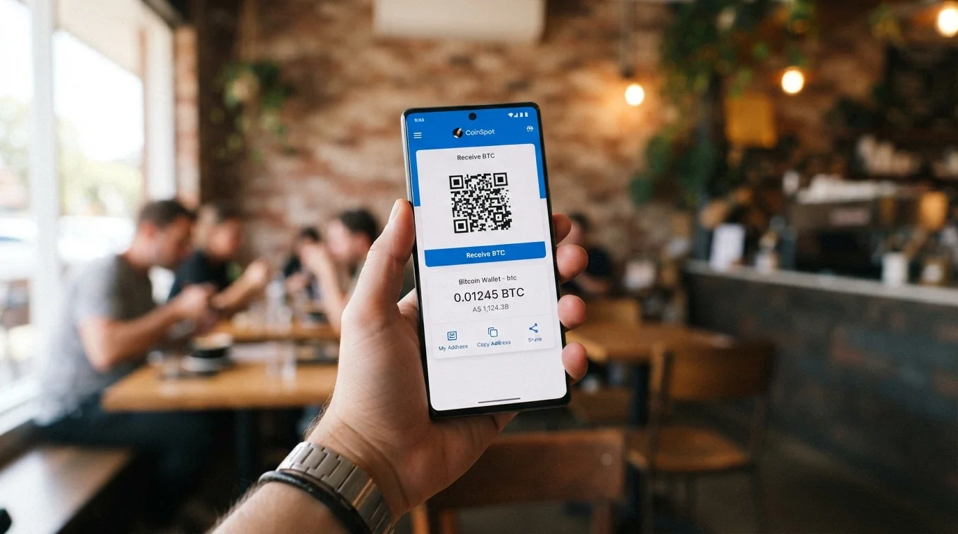 A smartphone displaying a cryptocurrency wallet app with a QR code for a small-denomination deposit transaction