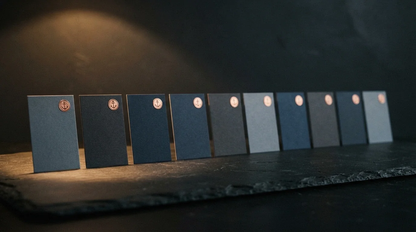 Ten casino brand cards arranged in a row on a dark background, each carrying its name, an offshore-status badge and its domain, with the first three cards highlighted.