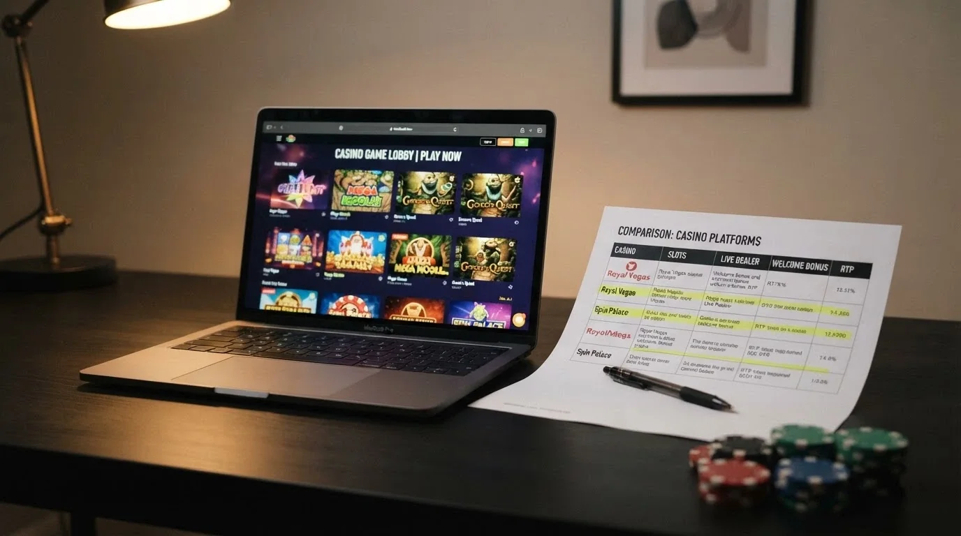A split-screen comparison showing the welcome offer details, game lobbies and licence badges of three featured offshore craps casinos available to Australian players