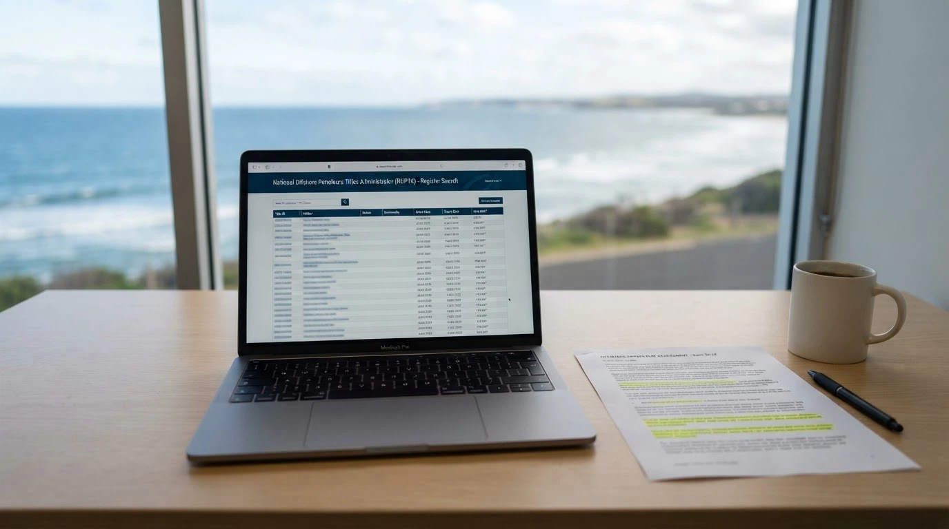 A Curaçao gaming licence certificate document on a desk, with the Australian continent out of focus in the background